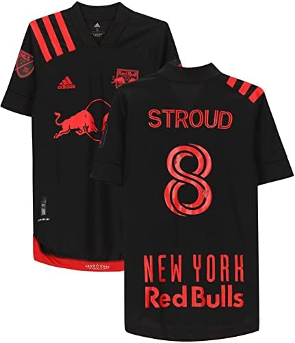 ג'ארד סטרוד ניו יורק רד בולס חתימה על חתימה משומשת מס '8 ג'רזי שחור מעונת MLS 2020 - גופיות כדורגל