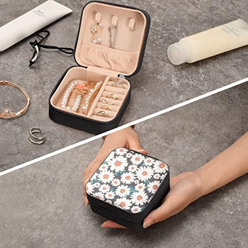 Umiriko פרח חיננית לבן קופסת תכשיטים קטנה, נרתיק תכשיטים ניידים לטבעת, תליון, עגיל, שרשרת, ארגוני