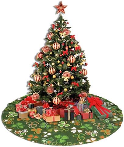יום LVESHOP ST PATRICK, מזל שמרוק עץ חג המולד חצאית יוקרה עגול מקורה מחצלת חיצונית כפרי חג המולד