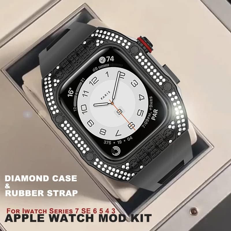 מארז יהלומי יוקרה של קאנוז ללהקת Apple Watch 45 ממ סדרה 8 7 6 נירוסטה לסדרת IWatch 6 5 4 SE