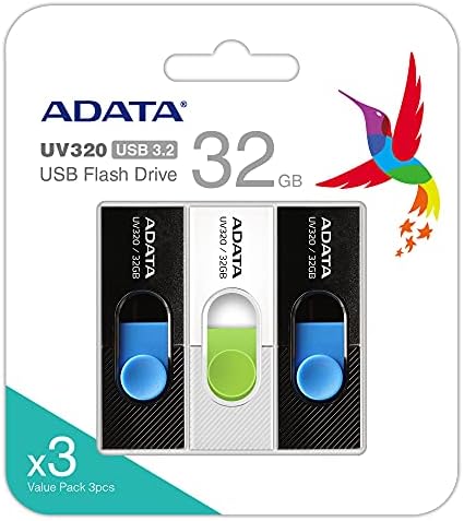 Adata UV320 32GBX3 USB 3.2 כונן פלאש מהיר שקופית כונן 3 משולבת חבילה