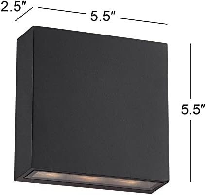 עיצוב יורו של Postini Stanford אורות קיר חיצוניים מודרניים סט של 2 מתכת שחורה LED Downlight 5 1/2 אינץ