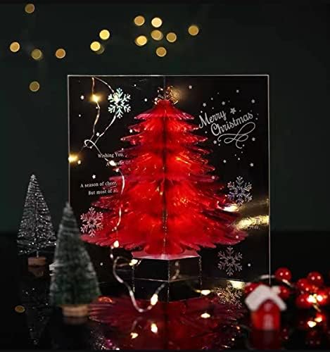 כרטיס פופ -אפ של NC 3D 3D ברכת עץ חג המולד עם מעטפות כרטיסי עיצוב קישוטים לכרטיס חג החורף