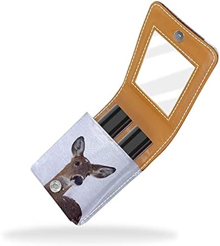 צבי דפוס גלוס מחזיק שפתון מקרה נייד איפור תיק נסיעות שפתון ארגונית מקרה עם מראה מיני שפתון תיבת