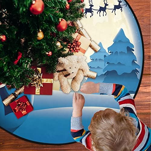 מחצלת עץ חג המולד Visesunny מחצלת שלג שמח מנופף לסנטה מזחלת עץ עץ מעמד מחצלת מגן רצפת סופג עץ עץ מחצלת