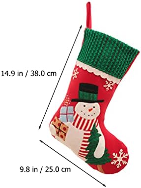AMOSFUN SANTA CLAUS קישוט 3 יחידות גרבי חג המולד שקיות ממתקים גרבי עץ חג המולד אח תליה גרב גרב לחג המולד