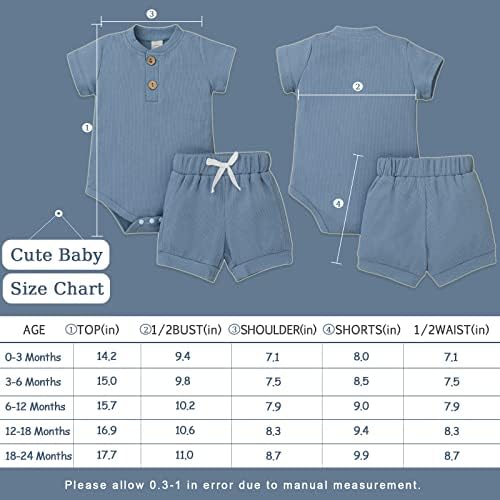 Aweyoo מין ניטרלי תינוקת ילד בגדי קיץ 2 חתיכות כותנה כותנה תלבושות מכנסיים קצרים