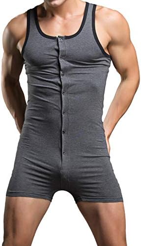 יופיידה גברים של ספורט תומכי חתיכה אחת בגד גוף כותנה סרבל רזה בכושר פעיל בסיס שכבות גופיית בגד גוף