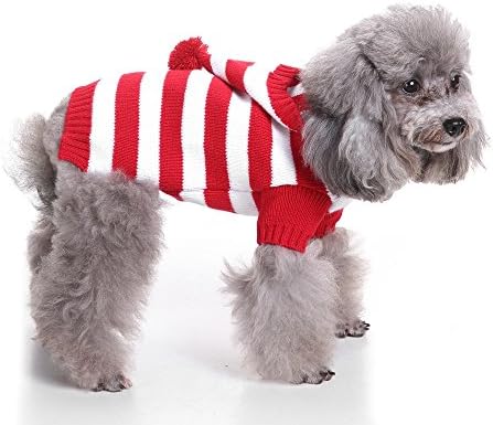 אדום ולבן פסים כלב סוודר חג ליל כל הקדושים חג המולד לחיות מחמד בגדים רך נוח כלב בגדים