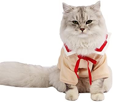 חולצת חתולים של Qwinee סיילור צווארון חתול נמתח סווטשירטים בגדים לחולצת כלבים נושמת לכלבים בינוניים קטנים גור
