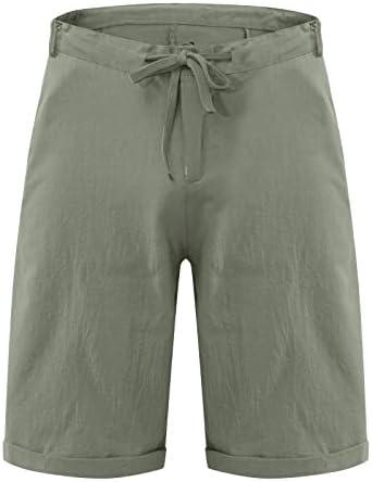 מכנסיים קצרים של גברים קצרים ספורט כותנה פשתן מכנסיים קצרים מזדמנים של פיג'מה מכנסיים קצרים בכיס מכנסיים