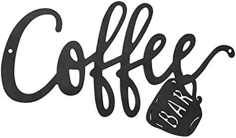 Lixgifts שלטי בר קפה לבר קפה קיר עיצוב קיר בית חווה שחור מתכת תלויה כוס קפה קפה אמנות קיר למטבח,