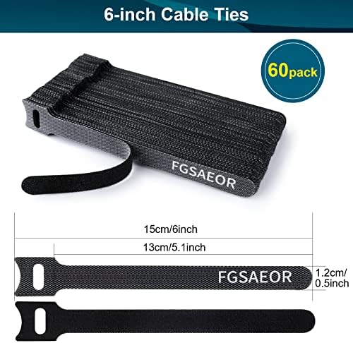 קשרי כבלים לשימוש חוזר, מארגן כבלים של FGSAEOR רצועות כבל שחור, מהדק וו לולאה לולאה קשרי רוכס