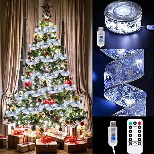 Emayu עץ חג המולד סרט מיתרים אורות מיתר USB תקע 32ft 100 LED 8 מצבים אורות פיות אורות חוט נחושת קשתות קשתות