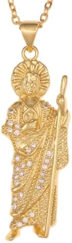 סן יהודה טדאו שרשרת יהלומים מצופה זהב 14 קראט סן יהודה טדאו שרשרת סן יהודה מדליה