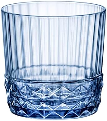 סט שנות ה-20 של בורמיולי רוקו אמריקה של 6 כוסות דופ, 12.5 אונקיות. זכוכית קריסטל צבעונית, ספיר כחול,