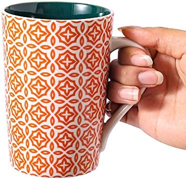ספלי קפה וונום, סט של 6, ספלי פורצלן חמודים צבעוניים מודרניים 14 עוז / כוסות עם ידית גדולה, לתה, לאטה,