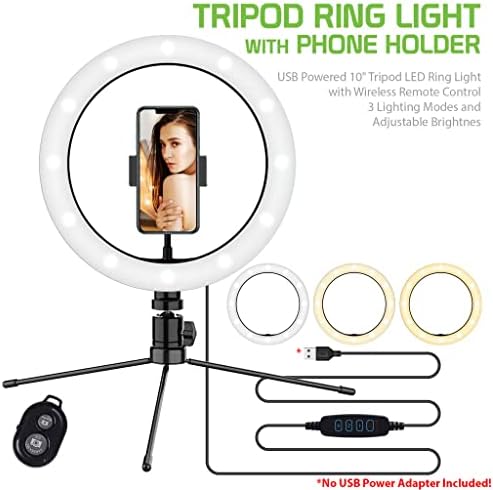 טבעת סלפי בהירה אור תלת צבעוני תואם למשטח התזכיר של אסוס 8 10 אינץ ' עם שלט לזרם חי / איפור/יוטיוב / טיקטוק/וידאו