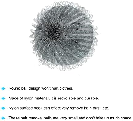 כביסה לחיות מחמד שיער מסיר כדורי מייבש שיער לוכד כדור אפור 1.42 קוטר לשימוש חוזר עבור מכונת כביסה, חבילה