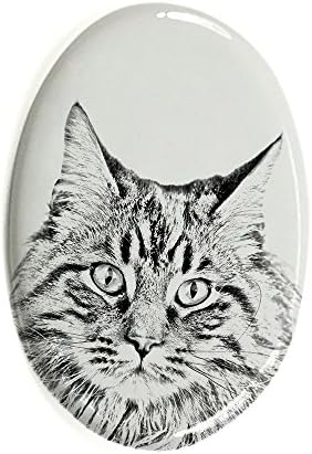 ארט דוג, מ.מ. מיין קון, מצבה סגלגלה מאריחי קרמיקה עם תמונה של חתול