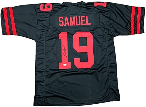 Deebo Samuel San Fransico 49ers חתום על חתימה מותאמת אישית ג'רזי שחור JSA היה עד לאשר
