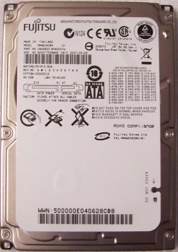 Fujitsu MHW2040BH 40GB 5400 סלד SATA מחברת כונן קשיח