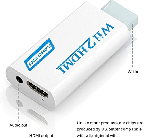 DALOCA WII לממיר HDMI WII למתאם HDMI, WII ל- HDMI 1080P 720P 3.5 ממ פלט וידאו ומחבר שמע, תומך בכל מצבי התצוגה