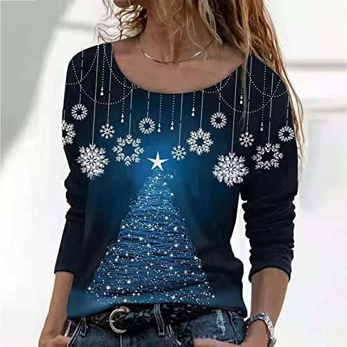 חולצות יולדות לנשים צוואר צוואר חג שמח סוודר חג מולד קלאסי נינוח חולצה למסיבת נשים