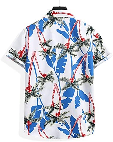 חולצה הוואי של gdjgta לגברים שרוולים קצרים פנו פרח קוללר כפתור מודפס במורד חולצות שמלת חוף קיץ