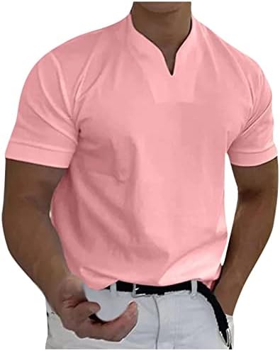 Zefotim V Neck חולצות גברים שרוול קצר רגיל