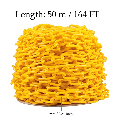 Mahiong 164 רגל שרשרת פלסטיק צהובה, קישור שרשרת מחסום מפלסטיק, שרשרת בטיחות פלסטיק נראות גבוהה
