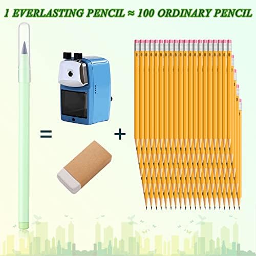 10 חתיכות עיפרון נצחי עיפרון ללא דיו נצחי עם מחק עיפרון לשימוש חוזר לשימוש חוזר עם ציפורן להחלפה עבור כתיבת