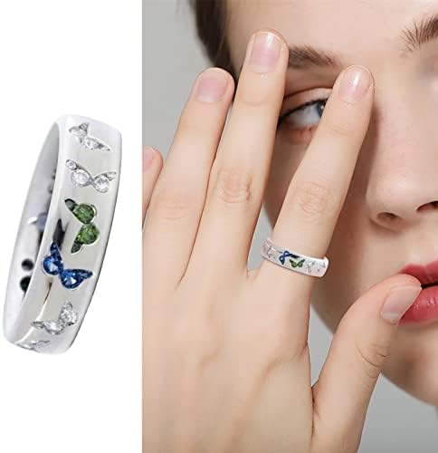 תכשיטים נערות נוער טבעת פרפר גביש צבעוני גביש צבעוני טבעת טבעת מתנה טבעת טבעת יהלום טבעת יהלום
