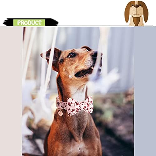 צווארון כלבים של יום האהבה - צווארון כלבים ורוד כותנה עם רצועת קשת סט סוכריות בעבודת יד לכלבים