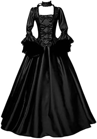 צפותים מימי הביניים שמלה, נשים של אופנה ארוך שרוול סלעית שמלת רצפת אורך קוספליי שמלת רנסנס שמלת נשים