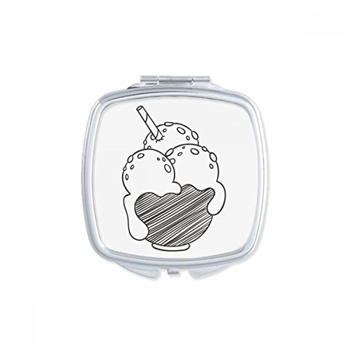 שחור קערת ביסקוויטים קרח כדור כיכר מראה נייד קומפקטי כיס איפור כפול צדדי זכוכית