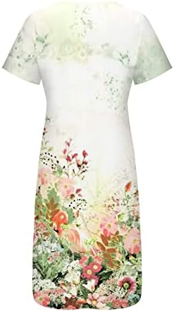 שמלות אביב מידי לנשים 2023, קיץ הדפס פרחוני מזדמן בוהמי שמלה ארוכה עם שמלת נופש בכיס חוף כיס