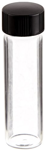 קימבל 60811B-2 בורוסיליקט זכוכית נקה בורג חוט דגימה בקבוקון עם סגירת פנים/גומי לבן, 2 קיבולת דרמים, 15-425 גימור