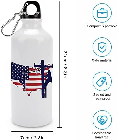 בקבוק אלומיניום ספורט אמריקאי ספורט בקבוקי מים ספורטיביים ניידים עם קרבינר ומכסה טוויסט