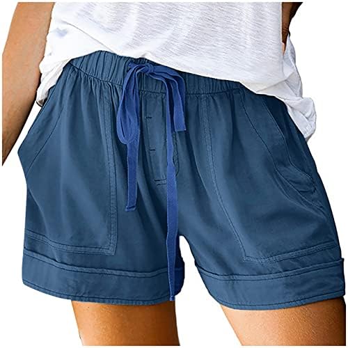 ZCVBOCZ נשים מכנסי שרוך מזדמנים קצרים בקיץ צבע אחיד המותניים המותניים המותניים מכנסיים קצרים מכנסיים קלים משקל