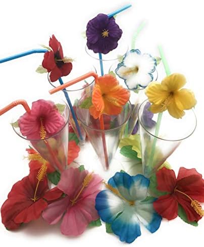 היביסקוס פרח קשיות מתכופפות מגוון צבעים בהירים נהדר למסיבת חוף, מסיבת הוואי לואאו
