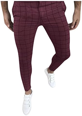 מכנסי מותניים אלסטיים של Dudubaby מכנסי מכנסיים לריצה של גברים מרובי כיסים קטנים רזים מכנסיים מזדמנים