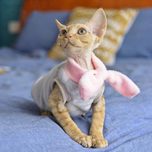 הבגדים לחתולים של Haichen Tec חתולים חסרי שיער סוודר חם, אפוד פליס רך עם עיצוב צעיף, בגדים ללבוש