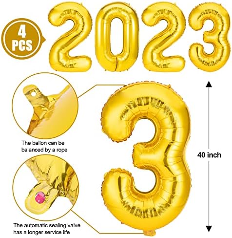 2023 זהב בלון-40 אינץ פרימיום בלוני מסיבת ערב השנה החדשה, מסיבת סיום אספקת 2023 דקור