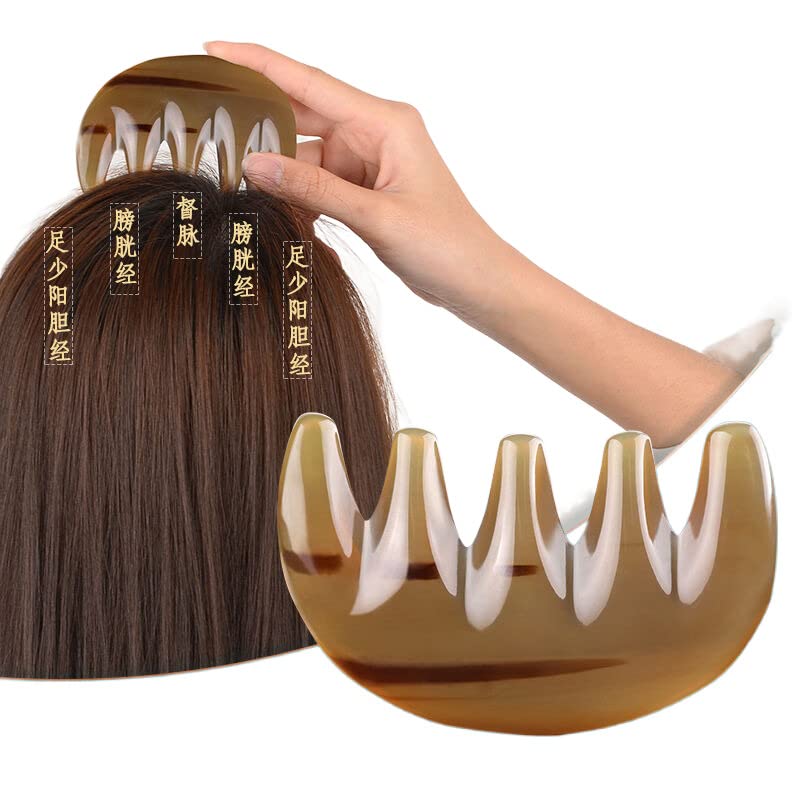 קרן מסרק קרן טבעית מקורית לגרוטאות רידיאן עיסוי עיסוי סרק טיפול ראש חפץ גברים ונשים נשירת שיער שיניים רחבות