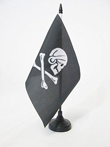 דגל AZ פיראט הנרי אייברי דגל שולחן שחור 5 '' x 8 '' - דגל שולחן כתיבת גולגולת 21 x 14 סמ - מקל