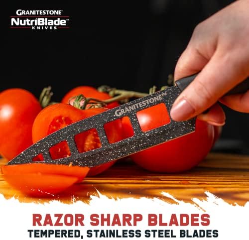 Granitestone Nutriblade סכינים בסנטוקו 12 חלקים, סכיני מטבח מקצועיים ברמה גבוהה עם ידיות קלות