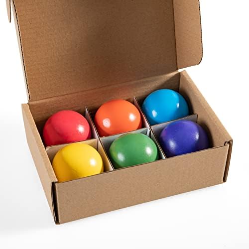 Merryheart מונטסורי כדורי קשת עץ, צעצועי כדור עץ צבעוניים לתפיסת פעוטות ותינוקות, כדור קשת תואם