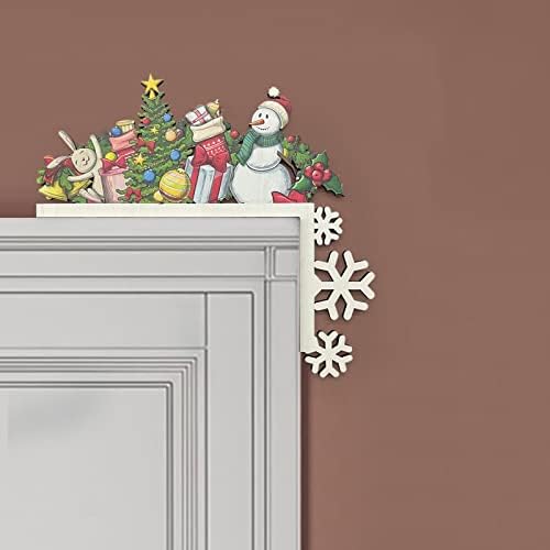 עם מתנות עץ מסגרת דלת יצירתי קישוט איילי סנטה קישוט חג המולד בית תפאורה ציטוט קיר מדבקות
