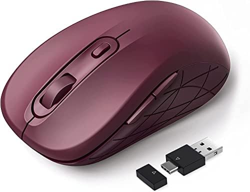 עכבר אלחוטי מסוג דוקיבל, מצב כפול 2.4 גרם ועכבר אלחוטי למק, חלונות, מחשב, מחשב נייד, מחשב, מקבוק, אייפד - ורוד
